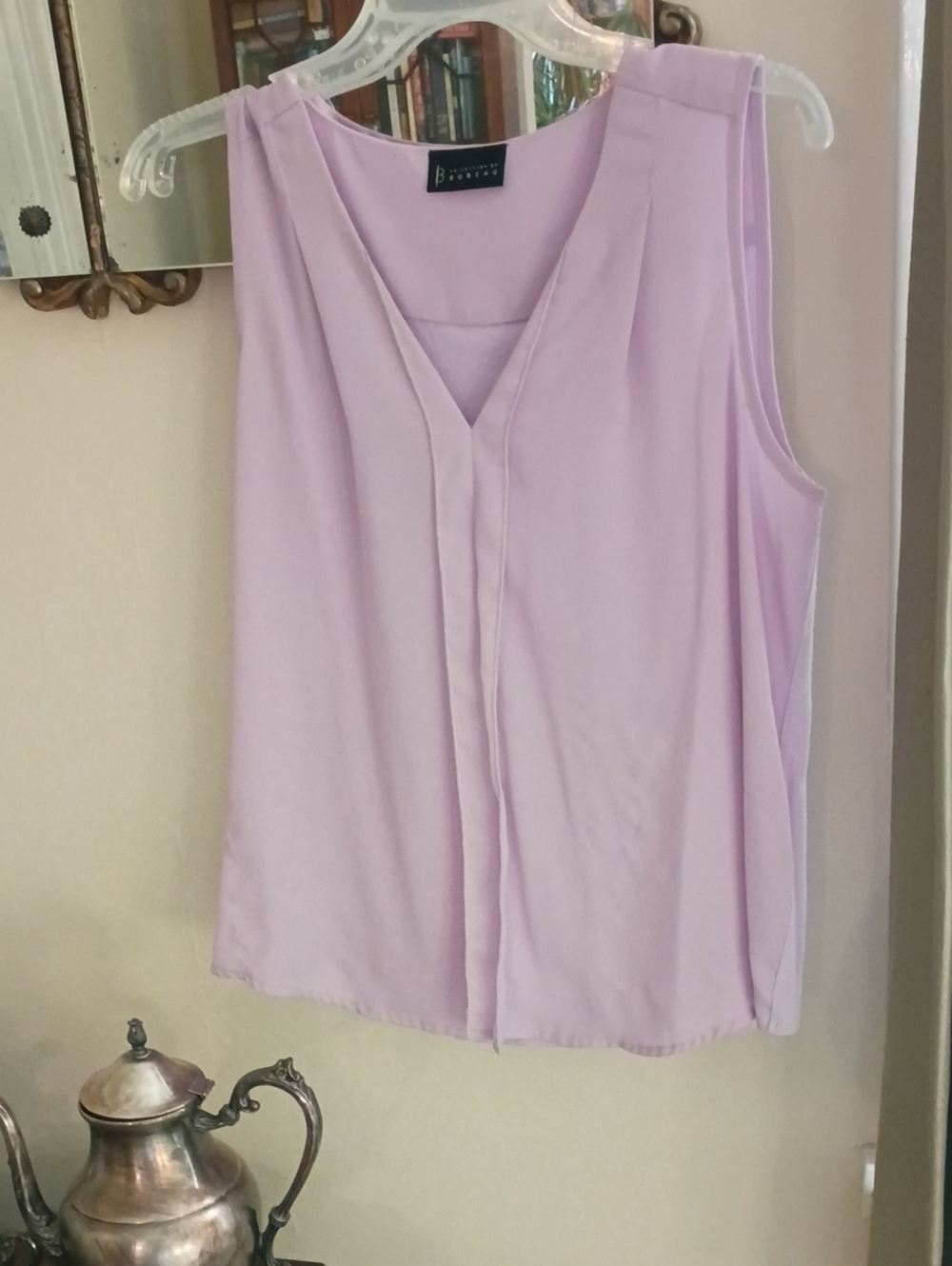bobeau Lavender V-Neck Pleated Sleeveless Camisole